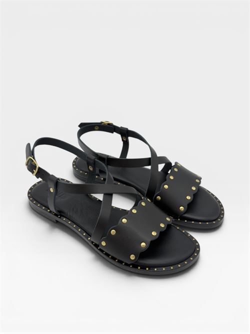 Sandali neri con borchie e cinturino da donna IL LACCIO | 26031PELLENERO